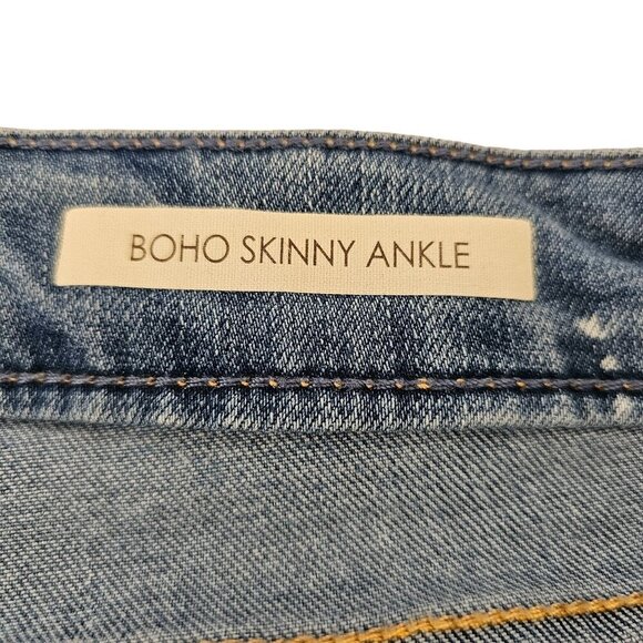 Vintage America Blues Boho Skinny Ankle Denim Jeans Raw Hem Blue Women's 12/31 - Picture 5 of 11